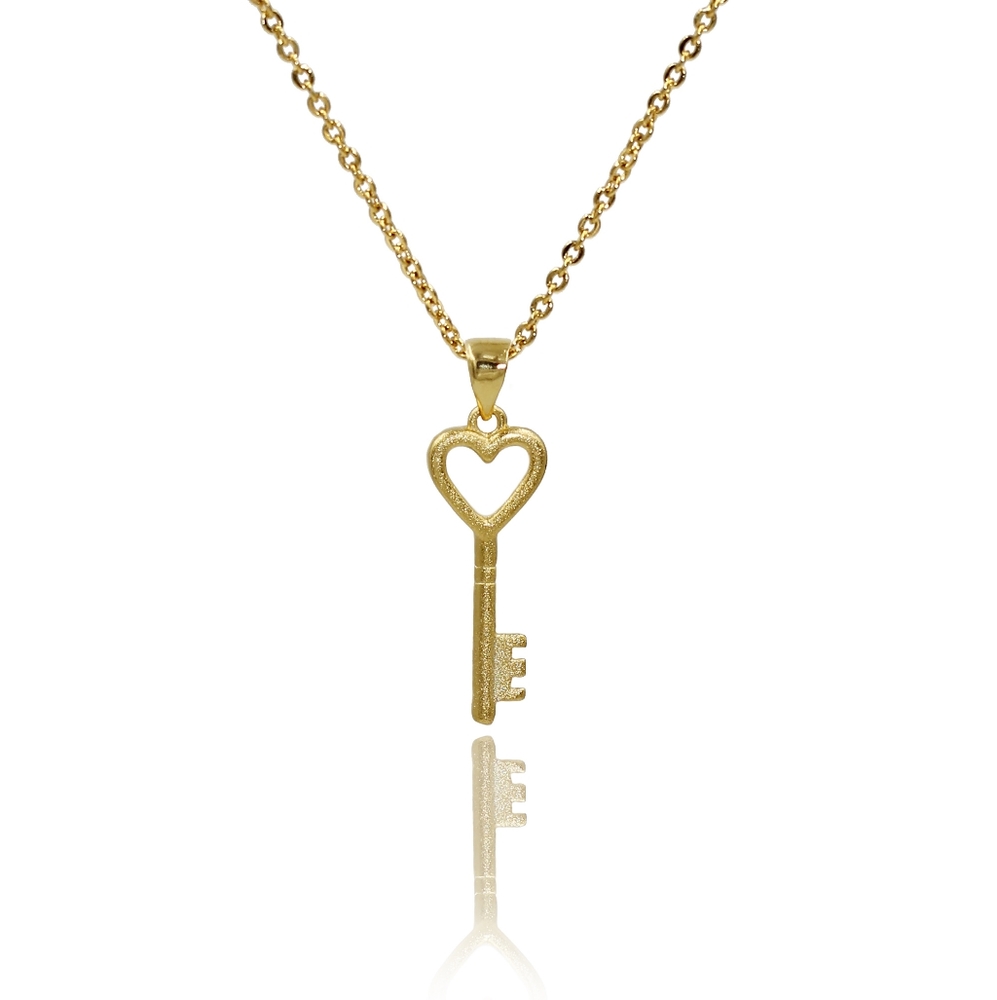 Gold simple love key necklace